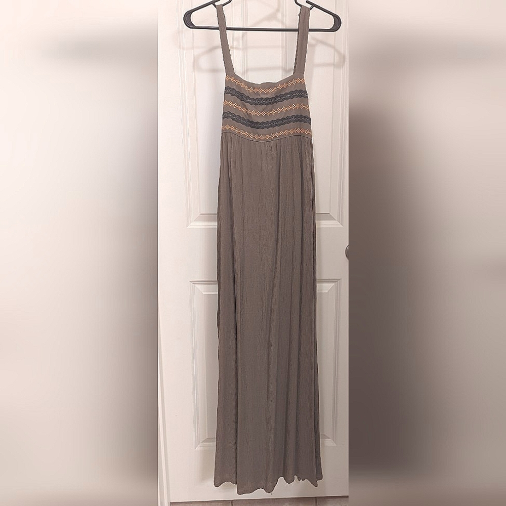 Umgee Taupe Maxi Dress w/ Back and Side Cutouts